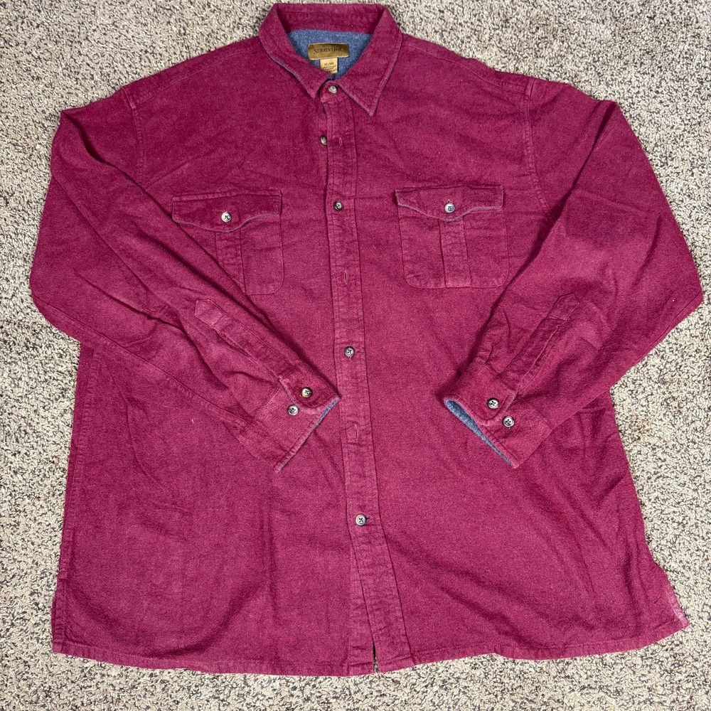 St.‎ John's Bay Shirt Mens X-Large Red Button Up Heavy Flannel Cotton Adult